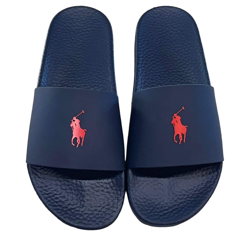 New Polo Ralph Lauren Signature Pony Slide Sandals Navy Men’s 8 9 10 11 12 13 - Picture 7 of 12